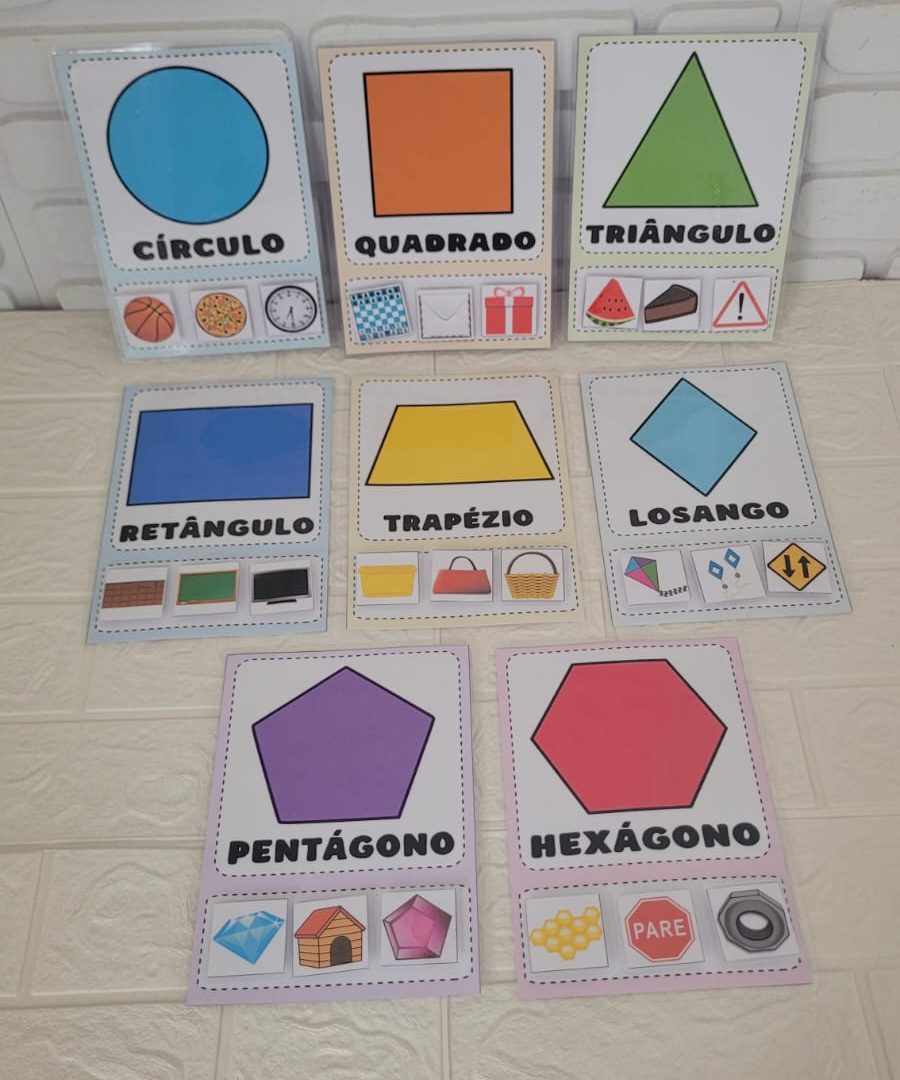 Plaquinhas formas geométricas, tamanho A5